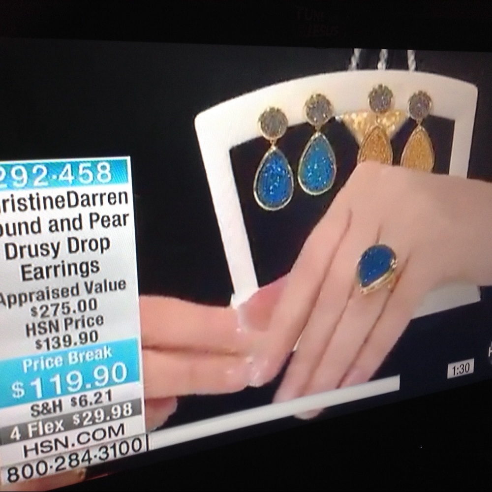 Christine Darren Round and Pear Drusy Earrings📿💝